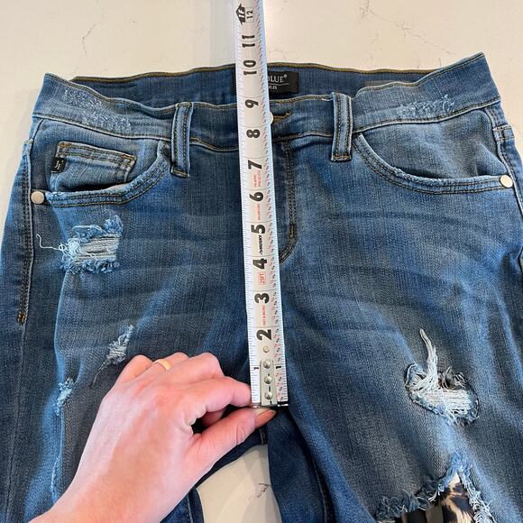 Judy Blue Skinny Jeans with Cheetah Leopard Patches Distressed Size 7 /28 - Picture 8 of 10